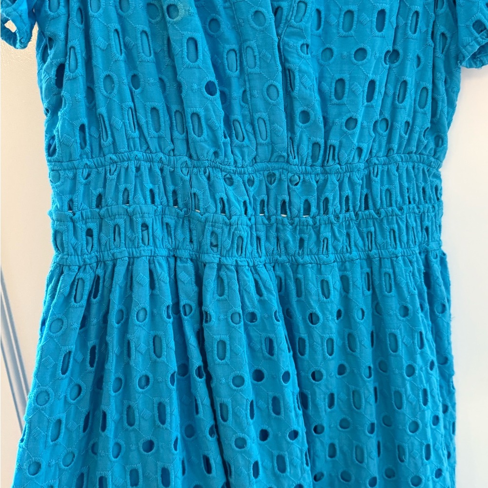 Anthropologie Teal Eyelet Maxi Dress - Picture 4 of 7